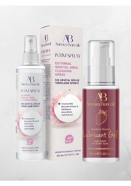 150 ml Intim Dış Genital Bölge Temizleme Spreyi + Çilekli Jel 100 ml