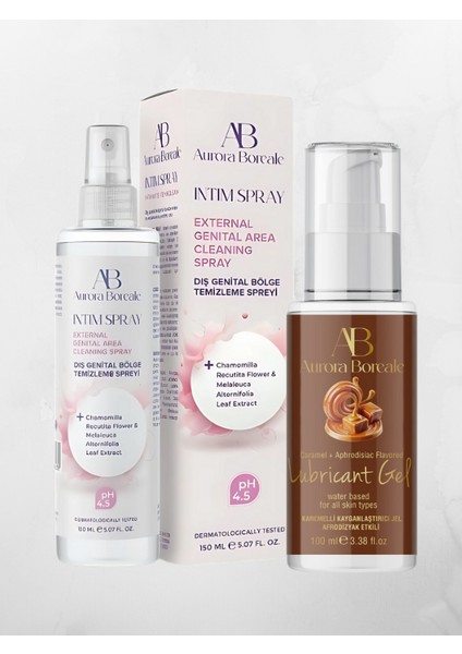 150 ml Intim Dış Genital Bölge Temizleme Spreyi + Karamelli Jel 100 ml