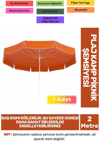 Güneş Fiber Tel Büyük Boy Katlanabilir Taşınabilir 200cm Kamp Plaj Şemsiyesi