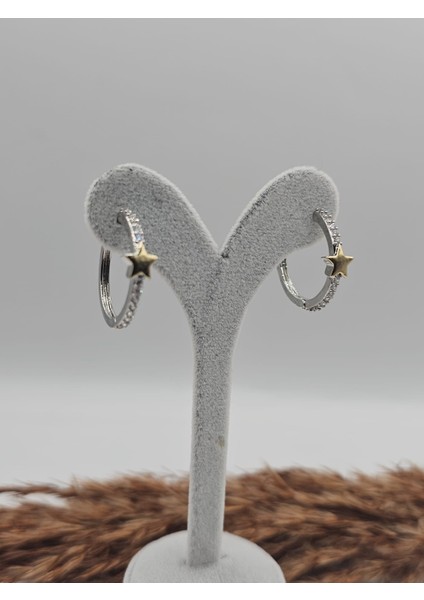 Gold/silver Mix Star Çelik Küpe modelleri