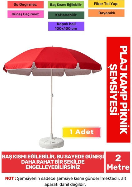 Güneş Fiber Tel Büyük Boy Katlanabilir Taşınabilir 200cm Kamp Plaj Şemsiyesi