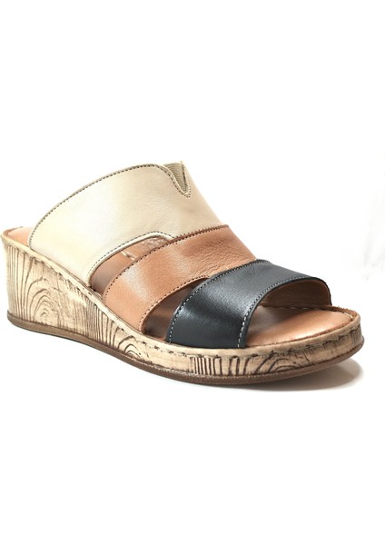 K-2 Hakiki Deri Anatomik Dolgu Topuklu Kadın Terlik fiyatları