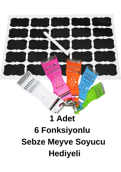 25 Parça Baharat Kuruyemiş Kavanoz Etiketi Sticker+Kalem+(1 Adet Sebze Meyve Soyucu Hediyeli)