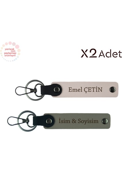 Hediye Arayanlara Kurtarıcı Fikir – Isimli 2’li Anahtarlık Takımı, Kül Gri-Pudra