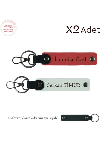 Kurumsal Çalışanlara Anlamlı Sürpriz, Isim Yazılı 2’li Anahtarlık Hediye, Nar Çiçeği-Beyaz-Siyah