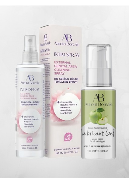 150 ml Intim Dış Genital Bölge Temizleme Spreyi + Yeşil Elma Aromalı Jel 100 ml