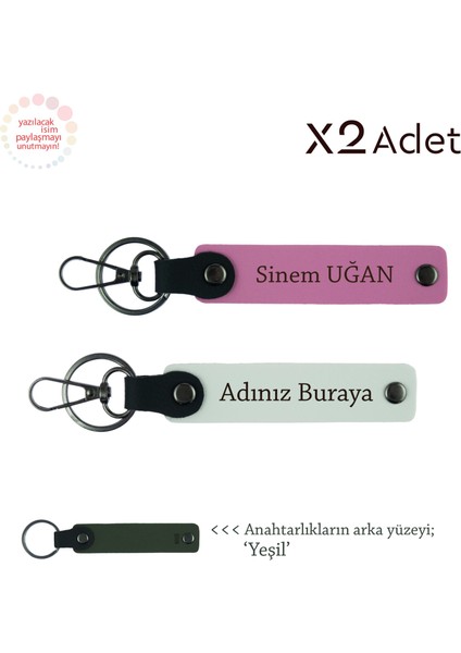 Yeni Mezunlara Özel Hatıra – Isim Soyisimli 2’li Anahtarlık Hediyesi, Beyaz-Pembe-Yeşil