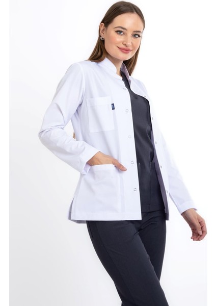 Beyaz Ceket Boy Uzun Kol Hakim Yaka Doktor Önlüğü