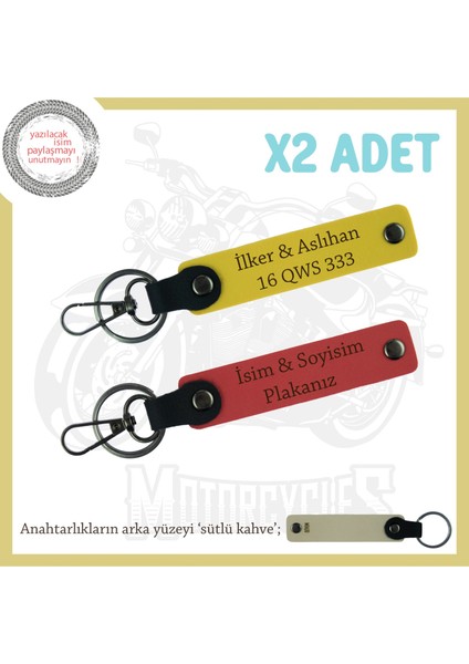 Yol Arkadaşların Için, Isimler ve Plakalar Yazılı Hediyelik 2'li Anahtarlık Set , Nar Çiçeği-Sarı-Sk