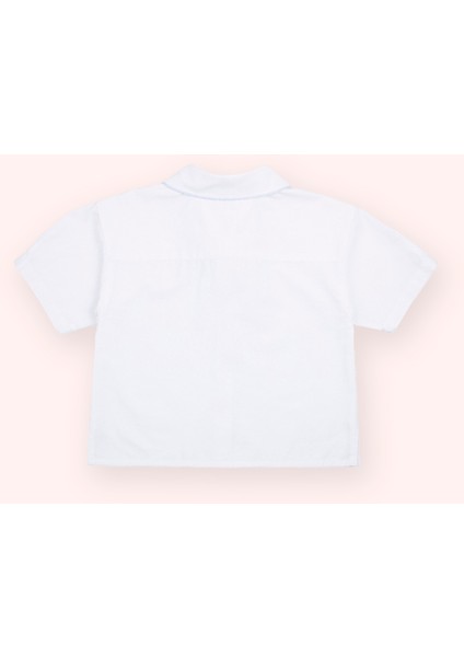 Kız Çocuk Beyaz Crop Gömlek