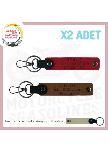 Yol Arkadaşlarına, Isim Plaka ve 0 Rh (+) Kan Grubu Yazılı Acil Durum Anahtarlığı, Kahve-Kırmzı-Sk