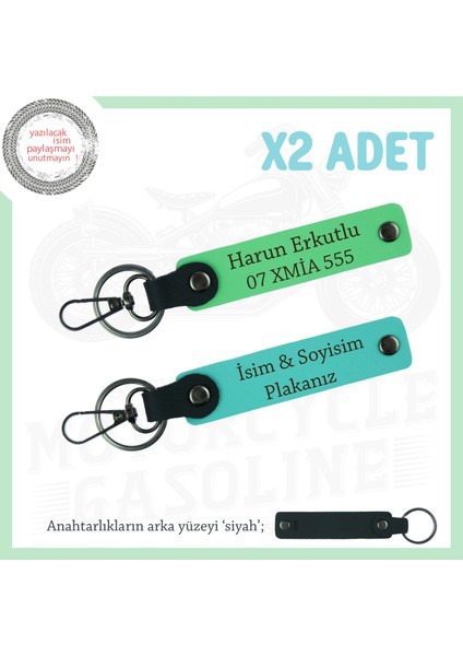 Yol Sürücülerine, Isim ve Plaka ve Yazılı 2'li Anahtarlık Hediyelik Takım, Turkuaz-F Yeşil-Syh