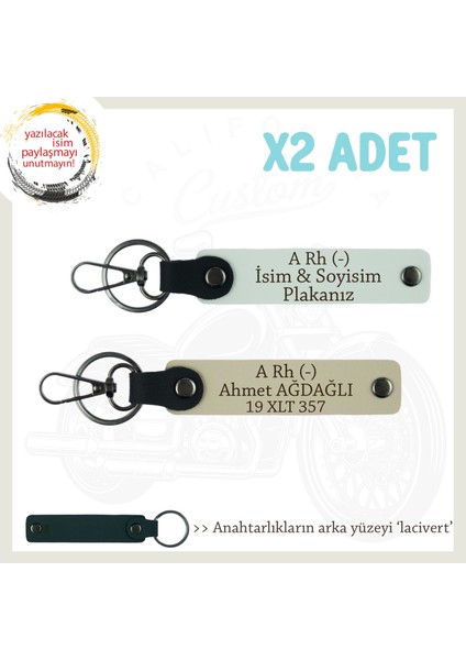 Maceracı Erkeklere, Isim Plaka ve A Rh (-) Kan Grubu Yazılı X2 Hediye Anahtarlık, Beyaz-S Kahve-Laci
