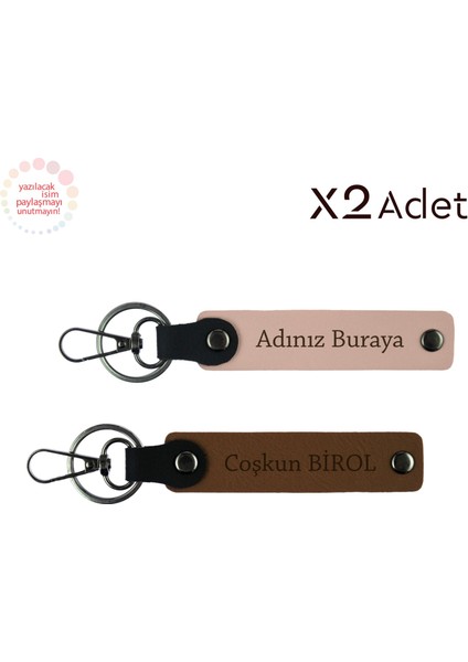 Kardeşe Sıcacık Sürpriz, Isimli & Soyisimli 2’li Anahtarlık Hediyesi, Yavru Ağzı-Açık Kahve