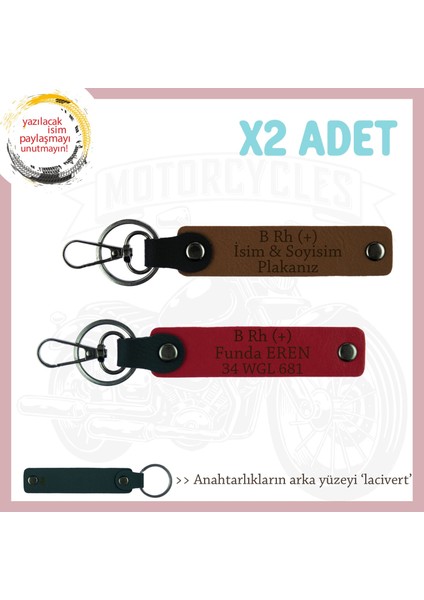 Yol Arkadaşlarına, Isim Plaka ve B Rh (+) Kan Grubu Yazılı Acil Durum Anahtarlığı, Kahve-Kırmzı-Laci