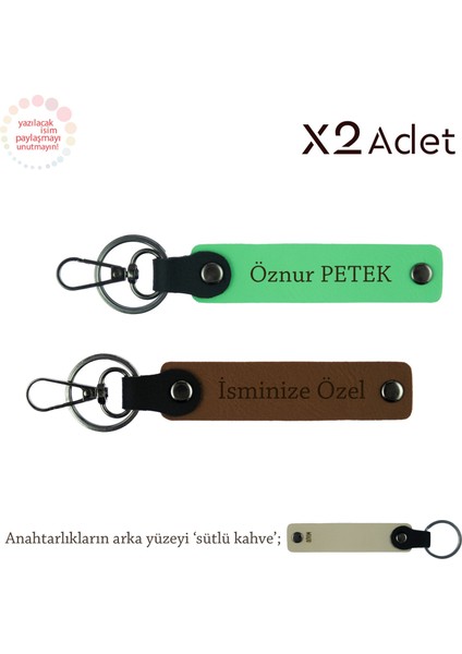 Öğretmenine Kalıcı Bir Hatıra, Isme & Soyisme Özel 2’li Anahtarlık Hediyesi, A Kahve-F Yeşil-S Kahve