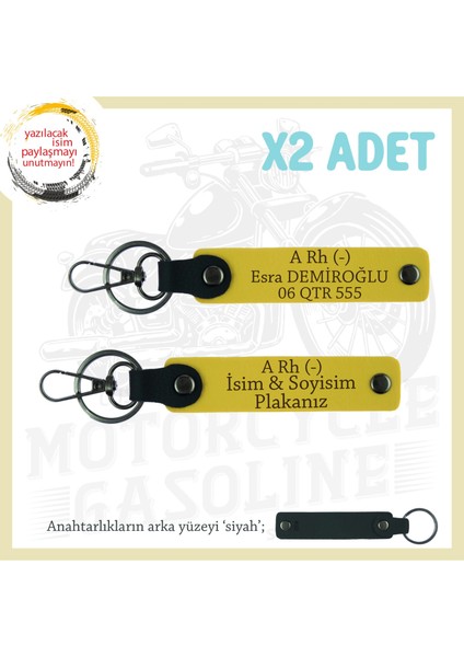 Ilk Araba Alana Çok Anlamlı Hediye Isim Plaka ve A Rh (-) Kan Grubu Yazılı 2'li Anahtarlık, Sarı-Syh
