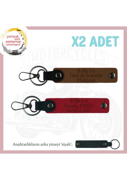 Yol Arkadaşlarına, Isim Plaka ve B Rh (+) Kan Grubu Yazılı Acil Durum Anahtarlığı, Kahve-Kırmzı-Syh