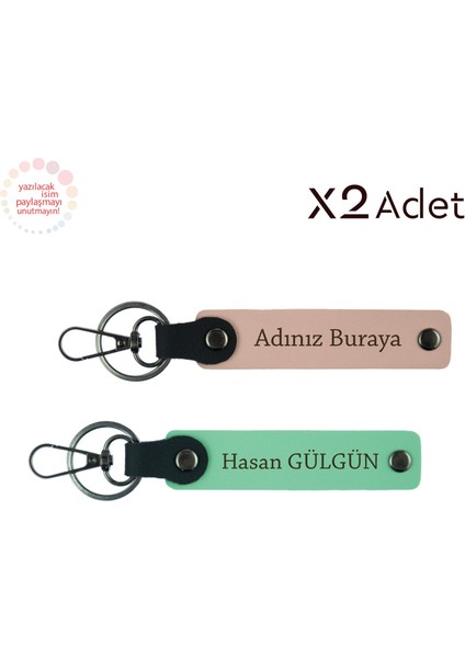 Nişanlıya Romantik Dokunuş, Isimli & Soyisimli 2’li Anahtarlık Takımı, Yavru Ağzı-Yeşil