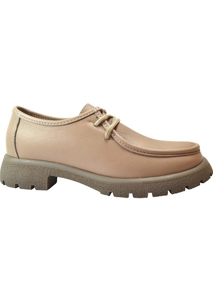 4247-2 Soft Deri Taba Bağlı Casual Kadın Ayakkabı