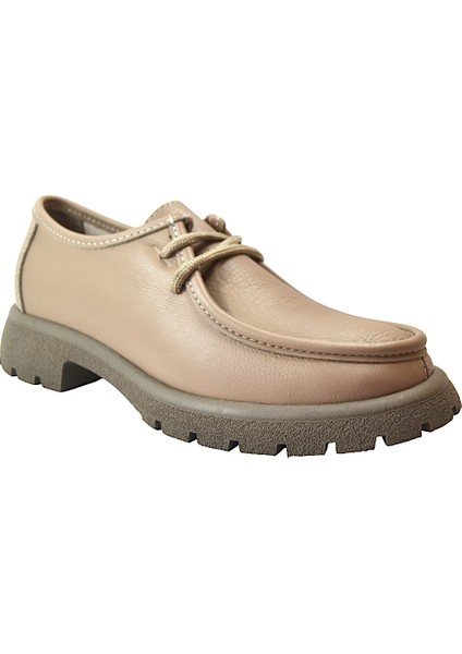 4247-2 Soft Deri Taba Bağlı Casual Kadın Ayakkabı