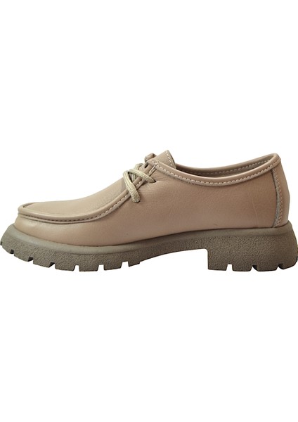 4247-2 Soft Deri Taba Bağlı Casual Kadın Ayakkabı