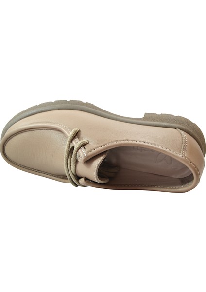 4247-2 Soft Deri Taba Bağlı Casual Kadın Ayakkabı