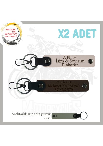 Motosiklet Severlere Özel Hediye, Isim Plaka, A Rh (+) Kan Grubu Yazılı Anahtarlık, Pudra-K Kahve-Gr