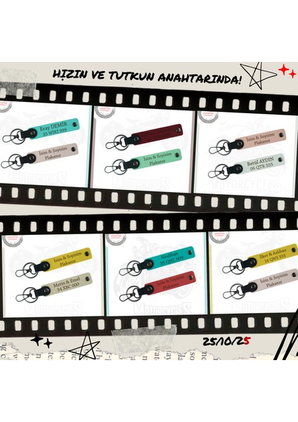Araba ve Motosiklet Sahiplerine Uygun X2 Anahtarlık – Isim & Plaka Yazılı, Yeşil-Sarı-Syh fiyatları