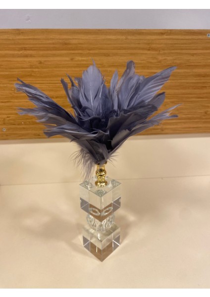 Dekoratif Kristal Füme Gri Tüy Obje