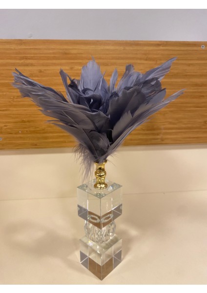 Dekoratif Kristal Füme Gri Tüy Obje modelleri