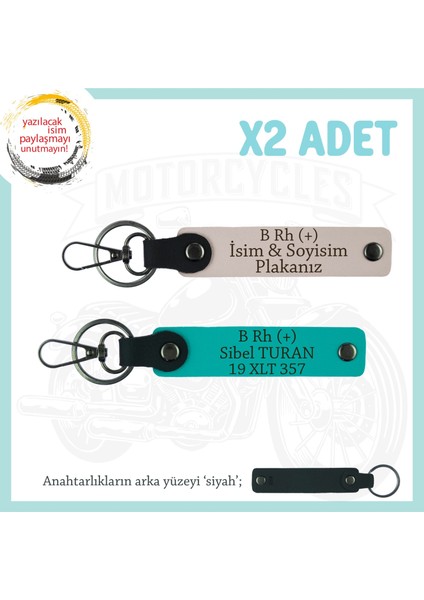 Yol Arkadaşlarına Özel, Isim Plaka ve B Rh (+) Kan Grubu 2'li Anahtarlık Takım, Pudra-K Turkuaz-Syh