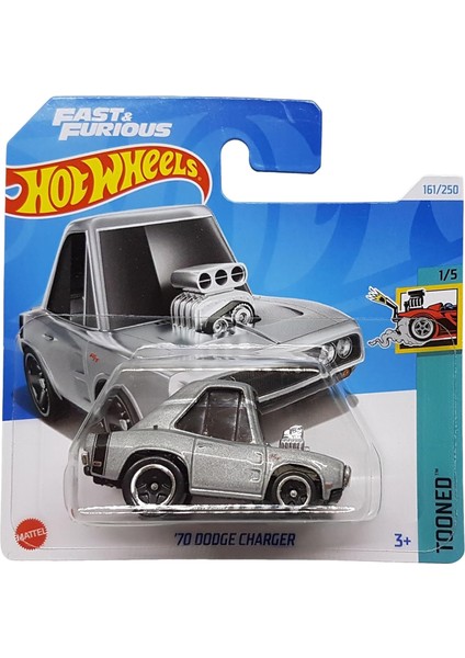 Wheels - ´70 Dodge Charger - Tooned 1/5 - HTD86 - Short Card - Fast & Furious - Metalik Gri - Mattel 2024 - 1:64