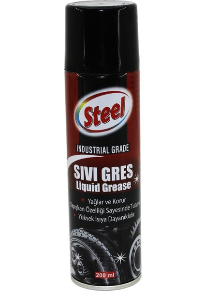 AYDOGANTICARET44 Steel ST-1304 Sıvı Gres Sprey 200ML Yağlar - Korur - Isıya Dayanıklı
