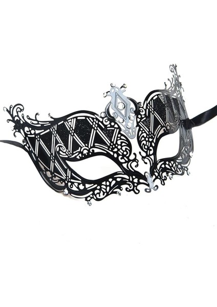 AYDOGANTICARET44 Kristal Gümüş Taşlı Siyah Renk Lazer Kesim Metal Lüks Maske Balo Parti fiyatları