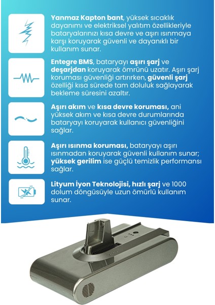 Dreame V10 Uyumlu Batarya 3000MAH 25.2 V 3000MAH Pil Şarjlı Dikey Süpürge Bataryası fırsatları
