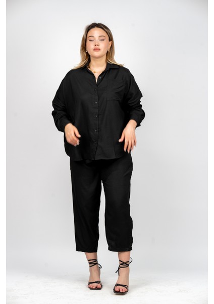 Kadın Oversize Gömlek Pantolon Takım - Rahat Kalıp Yazlık Ikili Takım