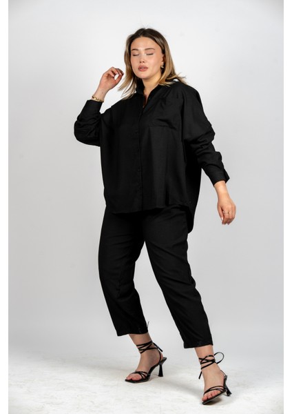 Kadın Oversize Gömlek Pantolon Takım - Rahat Kalıp Yazlık Ikili Takım fırsatları