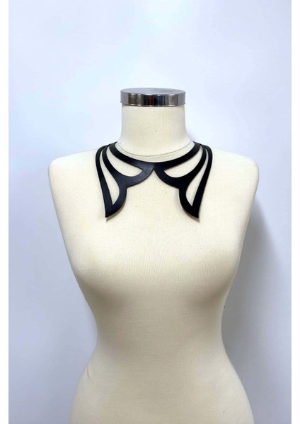- Lazer Kesim Deri Choker, Deri Kolye - APFT1415