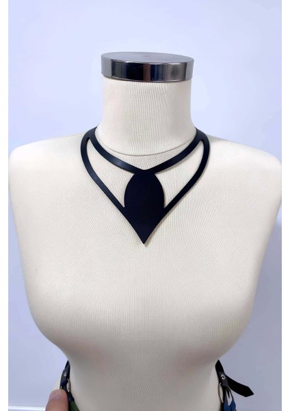- Damla Deri Choker, Deri Choker Kolye - APFT1411