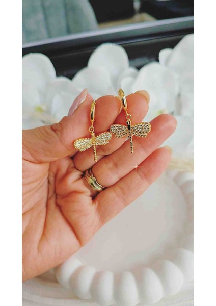 Çelik Zirkon Taşlı Yusufçuk Küpe