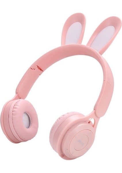 AYDOGANTICARET44 MZ08R Kulak Üstü Bluetooth Kulaklık (Kedi-Tavşan) (Pembe)