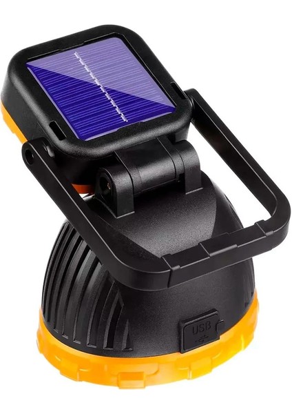 Powermaster PM-8033A Solar Şarjlı 6 Modlu El Feneri ve Işıldak Acil Durum Lambası (Beyaz Sarı Kırmızı)