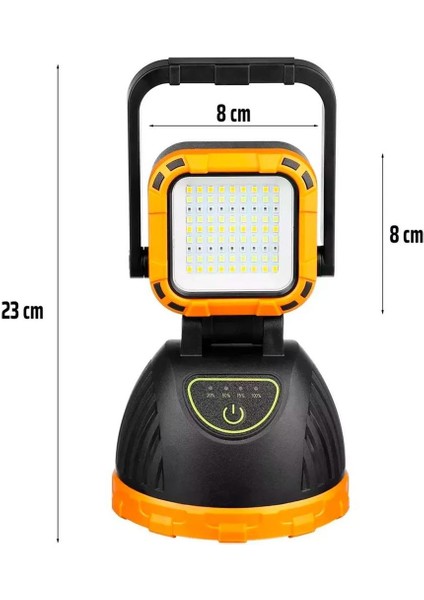 Powermaster PM-8033A Solar Şarjlı 6 Modlu El Feneri ve Işıldak Acil Durum Lambası (Beyaz Sarı Kırmızı)