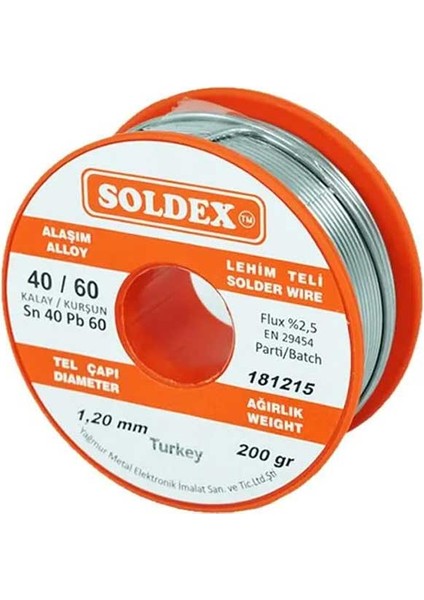 40-60 Lehim Teli 200 gr 1.2 mm - Sn:40 / Pb:60