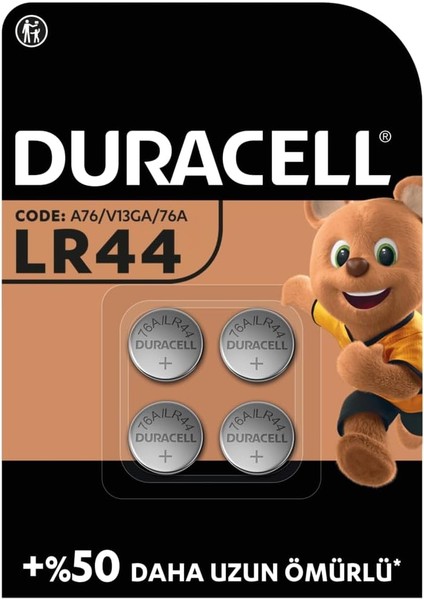 LR44 Özel Alkalin Pil (4 Lü Paket) 1,5V (A76) - +%50 Daha Uzun Ömür - Termometrelerde, Kol Saatlerinde, Tıbbi Cihazlarda Kullanım - 5 Yıl Depolama Ömrü Garantisi - Sızıntı Önleme