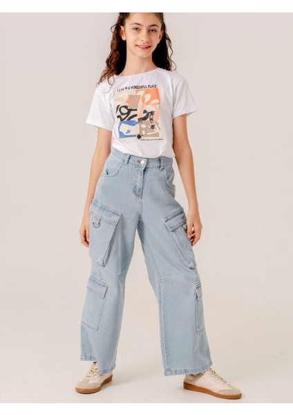 Kız Çocuk Diz Pensli Kot Pantolon 2197