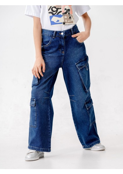 Kız Çocuk Diz Pensli Kot Pantolon 2197