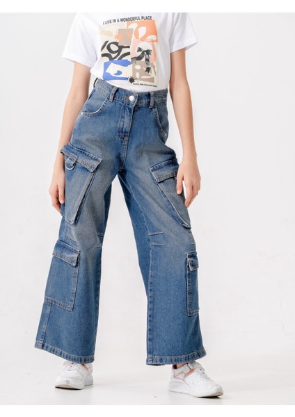 Kız Çocuk Diz Pensli Kot Pantolon 2197