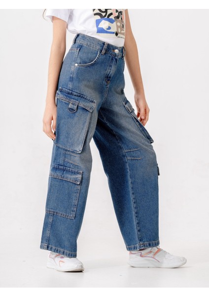 Kız Çocuk Diz Pensli Kot Pantolon 2197 modelleri